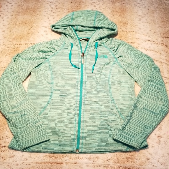 The North Face Tops - The North Face Blue Green Fleece Hooded Sweatshirt